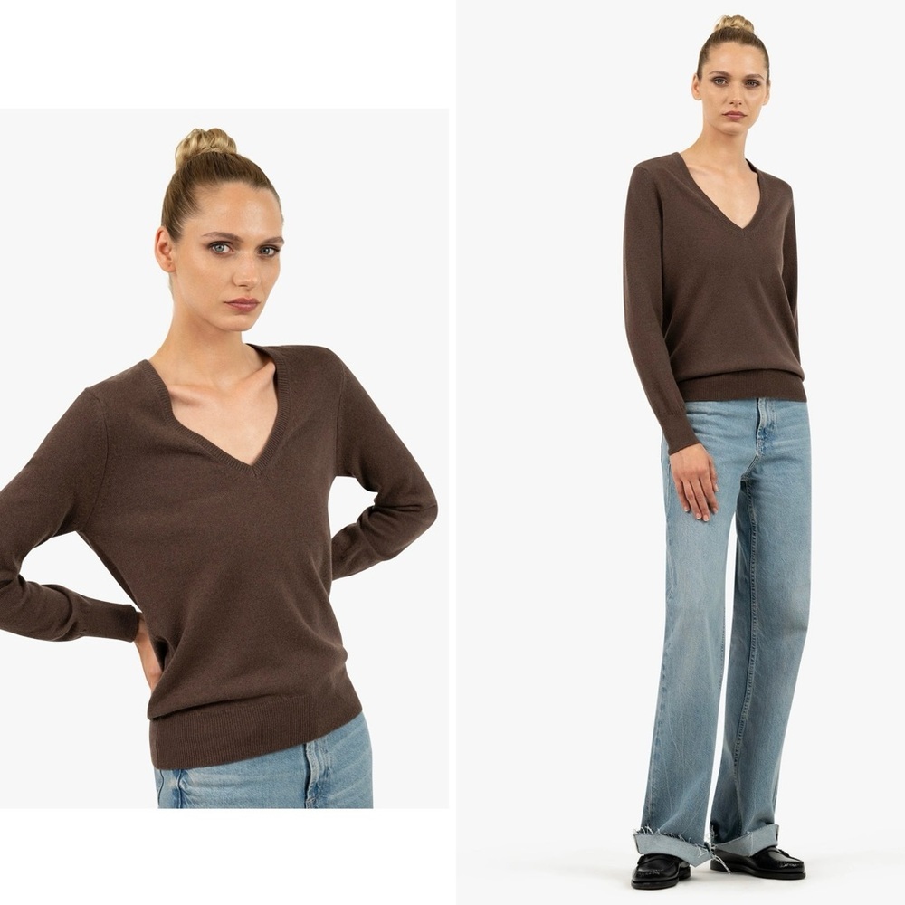 New! The Cashmere Project V-Neck Chocolate Brown 
Sweater 🤎 Small